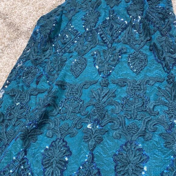 Alter’d State Teal Sequins Annabelle Sleeveless Halter Dress Size Large - Picture 5 of 7